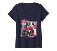 Donna The Breakfast Club 40th Anniversary Photo Pink Graffiti Maglietta con Collo a V, Navy, L