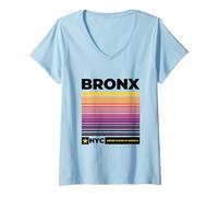 Donna The Bronx New York City T-Shirt, I Love Bronx, The Bronx Maglietta con Collo a V