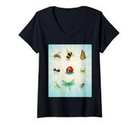 Donna The Bug Club, Un Vivace Design con Insetti per Gli Amanti della Natura Maglietta con Collo a V