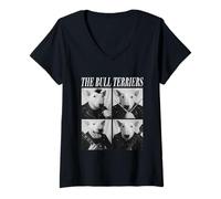 Donna The Bull Terrier Cani Musicisti Divertente Rock Emo Punk Band Maglietta con Collo a V