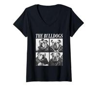 Donna The Bulldogs Musicisti Cani Musica Rock Emo Punk Band Maglietta con Collo a V