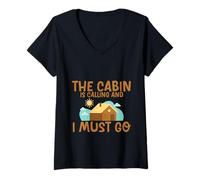 Donna The Cabin Is Calling And I Must Go Scappa ------- Maglietta con Collo a V