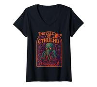 Donna The Call of Cthulhu Lovecraft geek regalo umorismo assurdo Maglietta con Collo a V