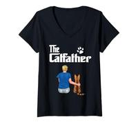 Donna The Catfather Bengal Cat Dad Funny Kitty Cats Loves Maglietta con Collo a V