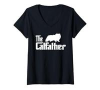 Donna The Catfather Himalayan Cat Lover Funny Father Cat Dad Maglietta con Collo a V