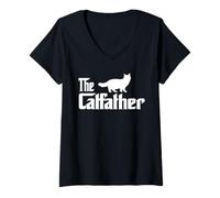 Donna The Catfather Ragdoll Cat Lover Funny Father Cat Dad Maglietta con Collo a V