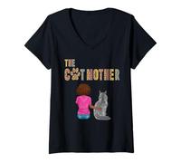 Donna The Catmother Maine Coon Cat Lover Funny Mother Cat Mom Maglietta con Collo a V