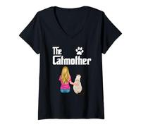 Donna The Catmother Siamese Cat Lover Funny Mother Cat Mom Maglietta con Collo a V