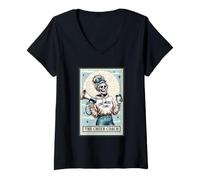 Donna The Cheer Coach Mom Scheletro Regalo Spooky Season Halloween Maglietta con Collo a V