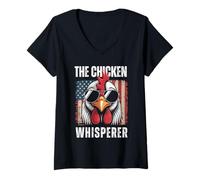 Donna The Chicken Whisperer | Funny Farmer & Backyard Chicke Maglietta con Collo a V