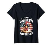 Donna The Chicken Whisperer Retro | Funny Vintage Chicken Farmer Maglietta con Collo a V