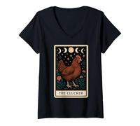 Donna The Clucker - Carta dei tarocchi con allevatore di polli Maglietta con Collo a V