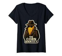 Donna The Corn Identity Divertente Corncob Pun Corn COB Spy Joke Maglietta con Collo a V