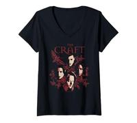 Donna The Craft Earth Witch Red Flowers Goth 90's Movie Maglietta con Collo a V