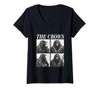 Donna The Crows Rockers Animali Divertenti Musica Rock Emo Punk Band Maglietta con Collo a V