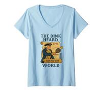Donna The Dink Heard Round the World 1776 - Pickleball patriottico Maglietta con Collo a V
