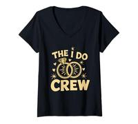 Donna The Do Crew Anello di Fidanzamento Bride Squad Wedding Design Maglietta con Collo a V