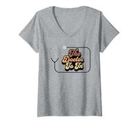 Donna The Doctor Is in Funny Medical Profession Stetoscopio Retro Maglietta con Collo a V