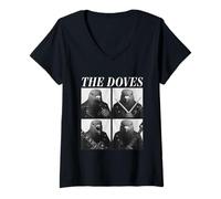 Donna The Doves Rockers Animali Divertenti Musica Rock Emo Punk Band Maglietta con Collo a V