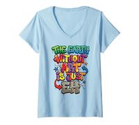 Donna The Earth Without Art Graffiti Maglietta con Collo a V