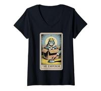 Donna The Emperor Cat Tarocco Card Cat in Box Lover Funny Cat Maglietta con Collo a V