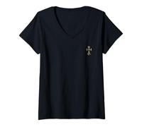 Donna The Ever Celtic Gold Cross Maglietta con Collo a V