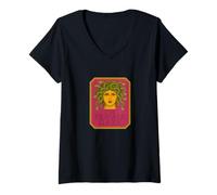 Donna The Female Gaze Medusa Mito Classico Retrò Femminista Estetica Maglietta con Collo a V