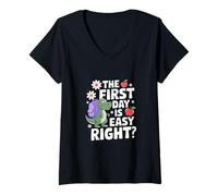 Donna The First Day IS Easy Right Maglietta con Collo a V