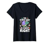 Donna The First Day IS Easy Right Maglietta con Collo a V