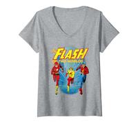 Donna The Flash | Merch Ufficiale DC Comics | WBUFLS03 Maglietta con Collo a V