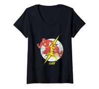 Donna The Flash Mutliple out of Logo Maglietta con Collo a V