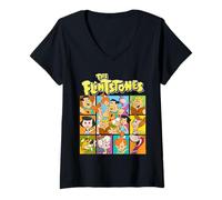 Donna The Flintstones Character Squares Maglietta con Collo a V