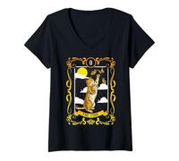 Donna The Fool Cat Arcana Tarocchi Carta Mystical Wiccan Maglietta con Collo a V