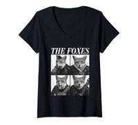 Donna The Foxes Musicisti Animali Divertenti Musica Rock Emo Punk Band Maglietta con Collo a V