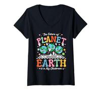 Donna The Future of Planet Earth is in My Classroom Maglietta con Collo a V