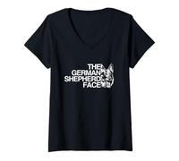Donna The German Shepherd Face - Cane pastore tedesco Maglietta con Collo a V
