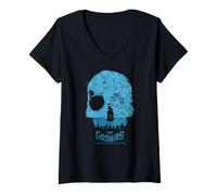Donna The Goonies Skull Blue Graphic Nostalgia da Collezione Maglietta con Collo a V