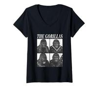 Donna The Gorillas Musicisti Cool Animals Rock Music Emo Punk Band Maglietta con Collo a V