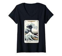 Donna The Great Wave off Kanagawa Tarocchi Retro Great Wave Maglietta con Collo a V