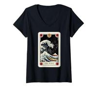 Donna The Great Wave off Kanagawa Tarocchi The Wave Maglietta con Collo a V