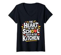 Donna The Heart of The School Beats in The Kitchen - Maglietta con Collo a V