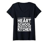 Donna The Heart of The School Beats in The Kitchen Maglietta con Collo a V