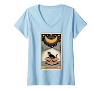 Donna The Hermit Tarocco Card Cat in Box Mystic Funny Cat Maglietta con Collo a V