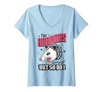 Donna The Horrors Persist But So Do I Funny Angry Opossum Regali Maglietta con Collo a V