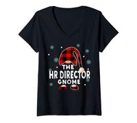 Donna The HR Director Gnomo Divertente Pigiama coordinato Gruppo Natale Maglietta con Collo a V