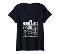 Donna The Hunger Games Black and White Katniss Action Movie Maglietta con Collo a V