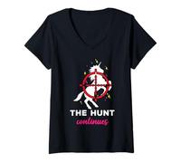 Donna The Hunt Continua Funny Unicorn Adventure Graphic Maglietta con Collo a V