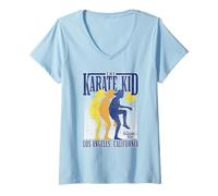 Donna The Karate Kid Retro Crane Kick Silhouettes Movie Maglietta con Collo a V