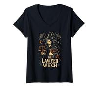 Donna The Lawyer Witch Fantasy Legal Magic Design Maglietta con Collo a V