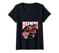 Donna The Legend Basketball Gorilla Slam Dunk Illustration Graphic Maglietta con Collo a V